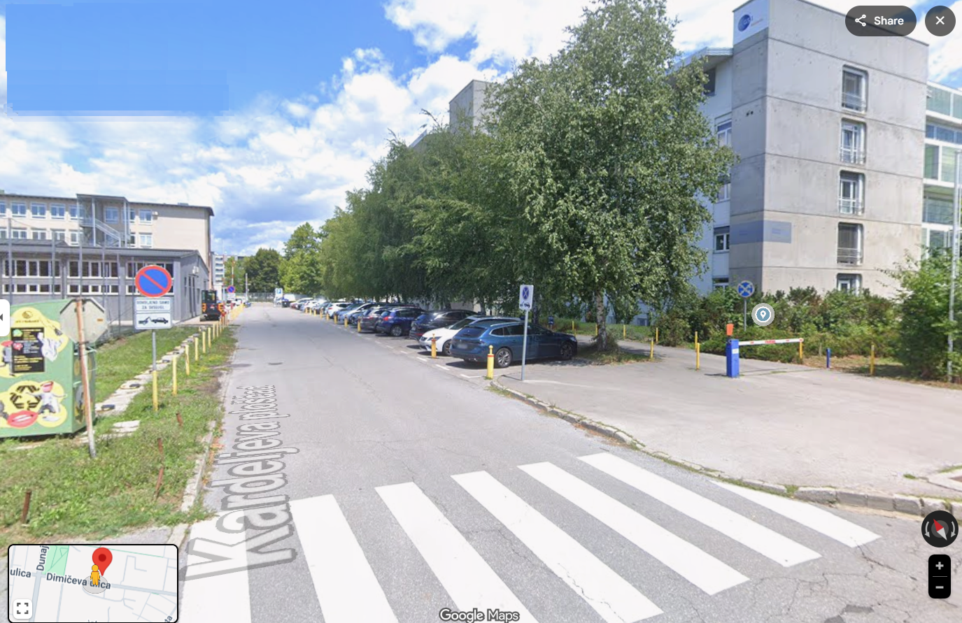 GS1 parkirišče – pogled iz Dimičeve ulice